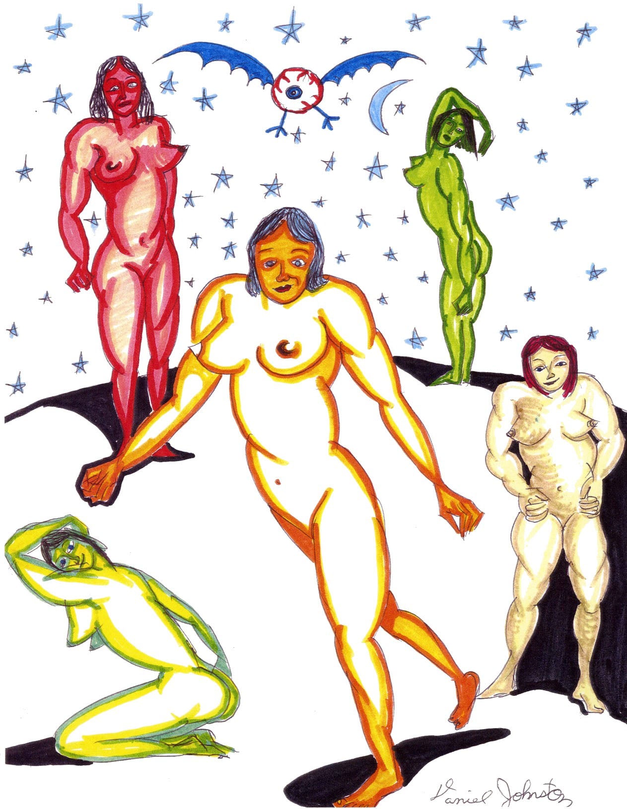 Untitled - Flying eye over nude images