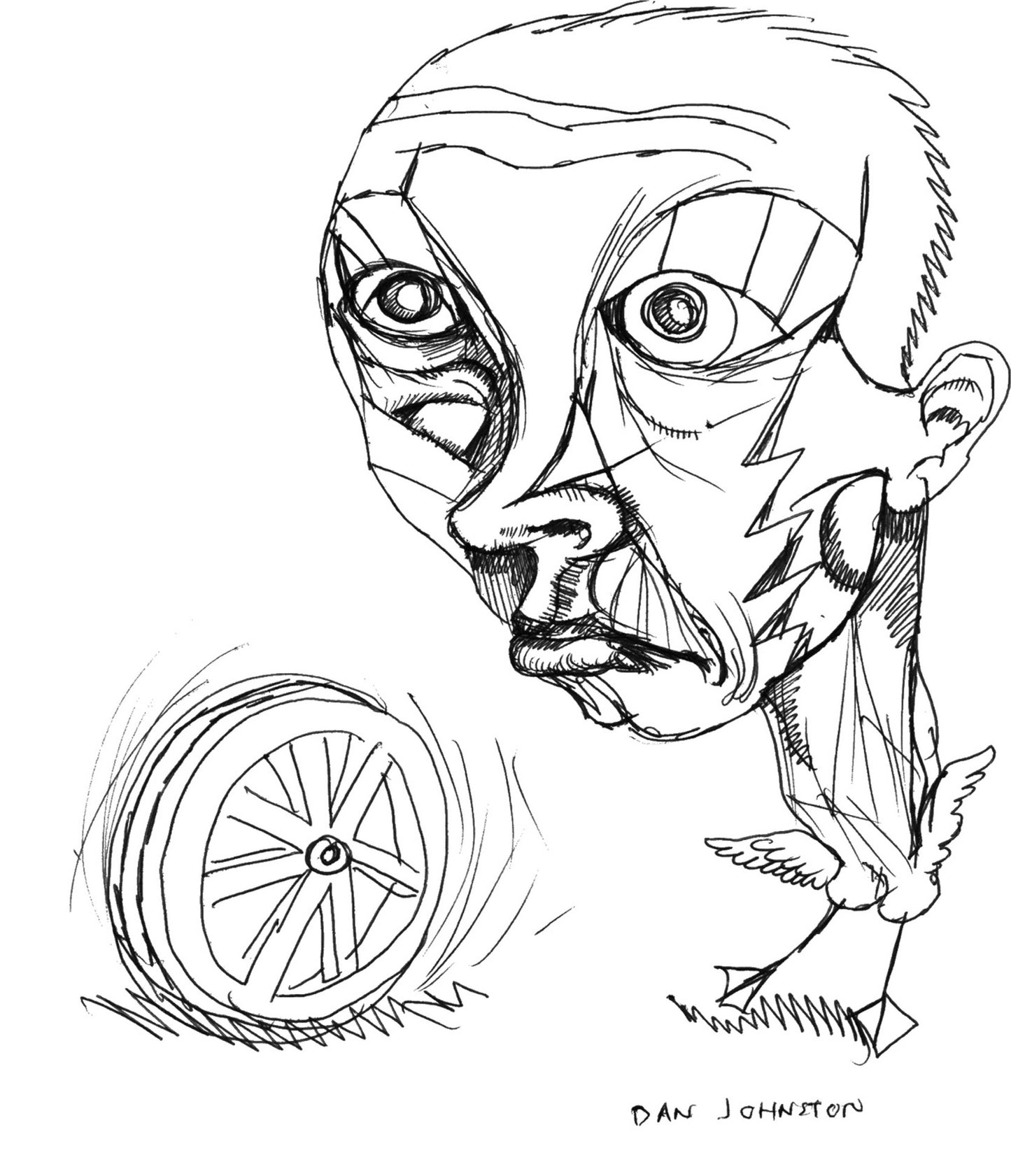 Untitled - Big headed bird and wheel