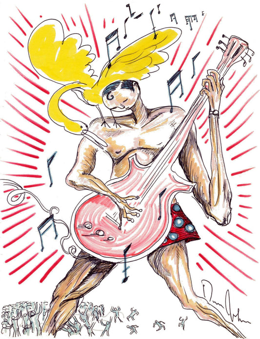 Untitled - Polka-dotted underwear guy with duck and guitar